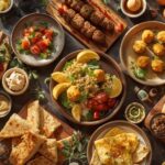 Best food in Lebanon – Lebanese mezze spread with hummus, tabbouleh, falafel, shawarma, kafta, and traditional desserts