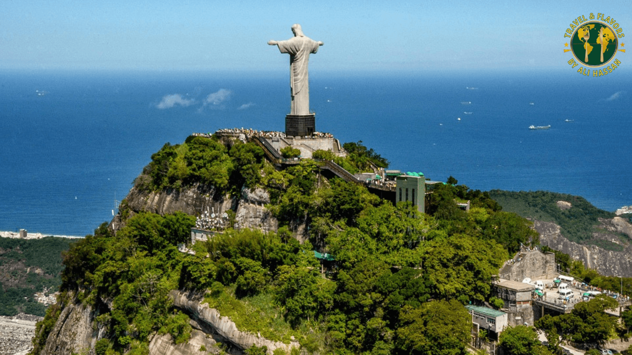 Christ the Redeemer overlooking Rio de Janeiro with mountains, ocean, and city skyline – one of the best places to visit in Brazil.