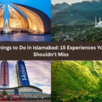 Scenic view of Islamabad city with Margalla Hills and Faisal Mosque at sunset showcasing top things to do in Islamabad