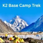 K2 base camp trek view of K2 8611m from Godwin Austen Glacier Karakoram Pakistan