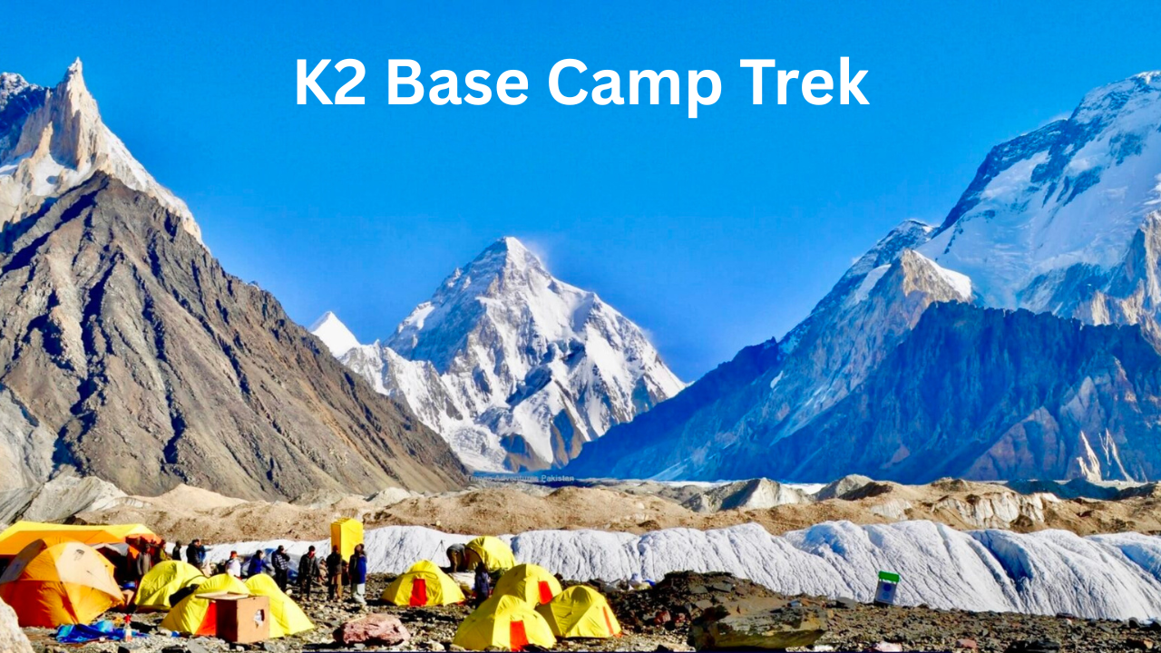 K2 base camp trek view of K2 8611m from Godwin Austen Glacier Karakoram Pakistan
