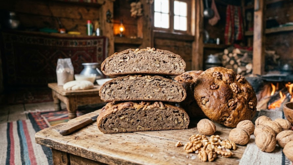 Kalash bilili walnut bread traditional Kalash food Chitral Pakistan