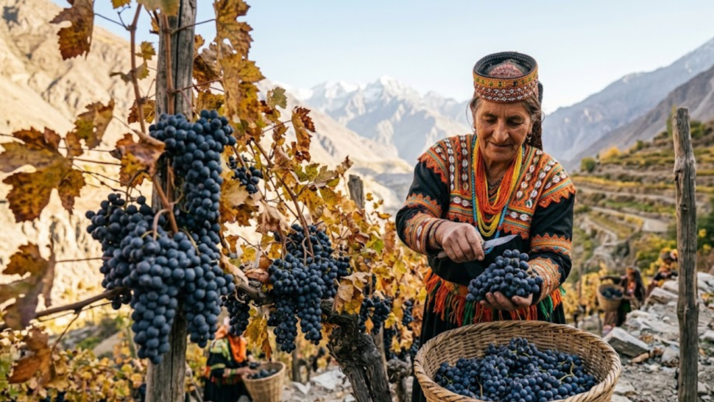 Kalash grape harvest Birir Valley Chitral traditional wine making Chaumos festival