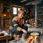 Kalash Valley food traditional bread being prepared over fire in Bumburet Valley Chitral